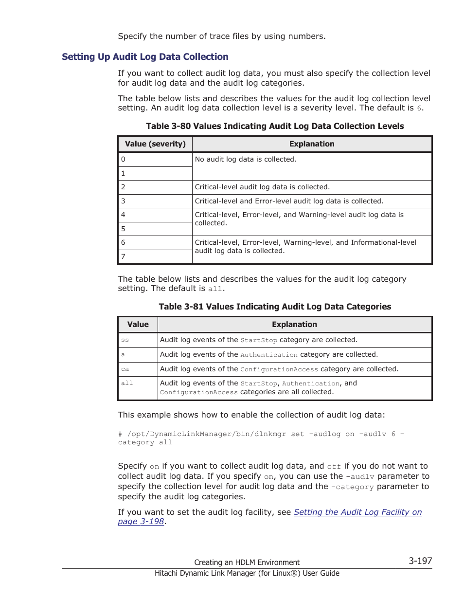 Setting up audit log data collection -197 | HP Hitachi Dynamic Link Manager Software Licenses User Manual | Page 269 / 716