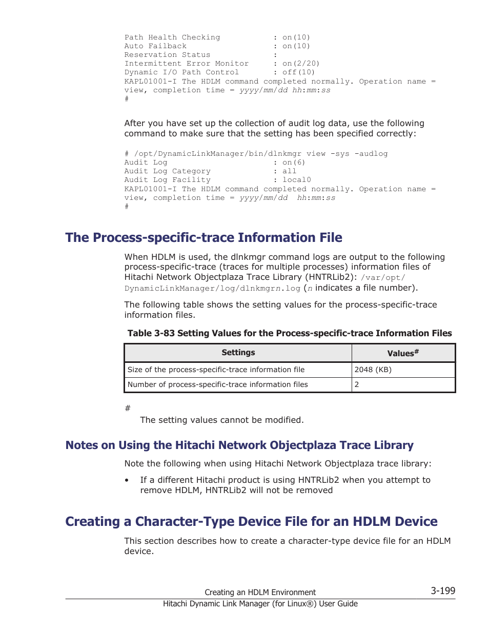 The process-specific-trace information file, The process-specific-trace information file -199 | HP Hitachi Dynamic Link Manager Software Licenses User Manual | Page 271 / 716