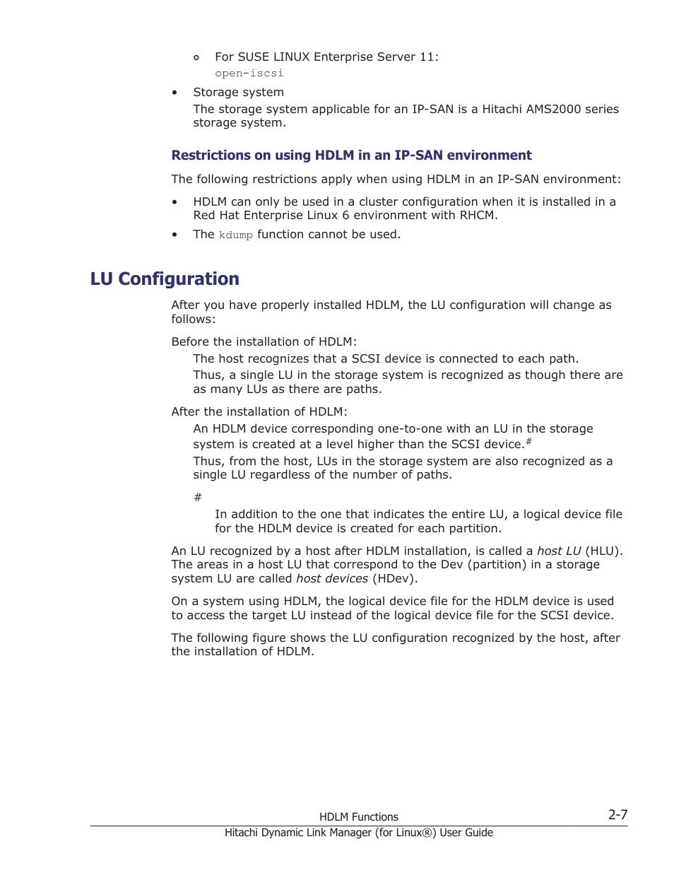 Lu configuration, Lu configuration -7 | HP Hitachi Dynamic Link Manager Software Licenses User Manual | Page 31 / 716