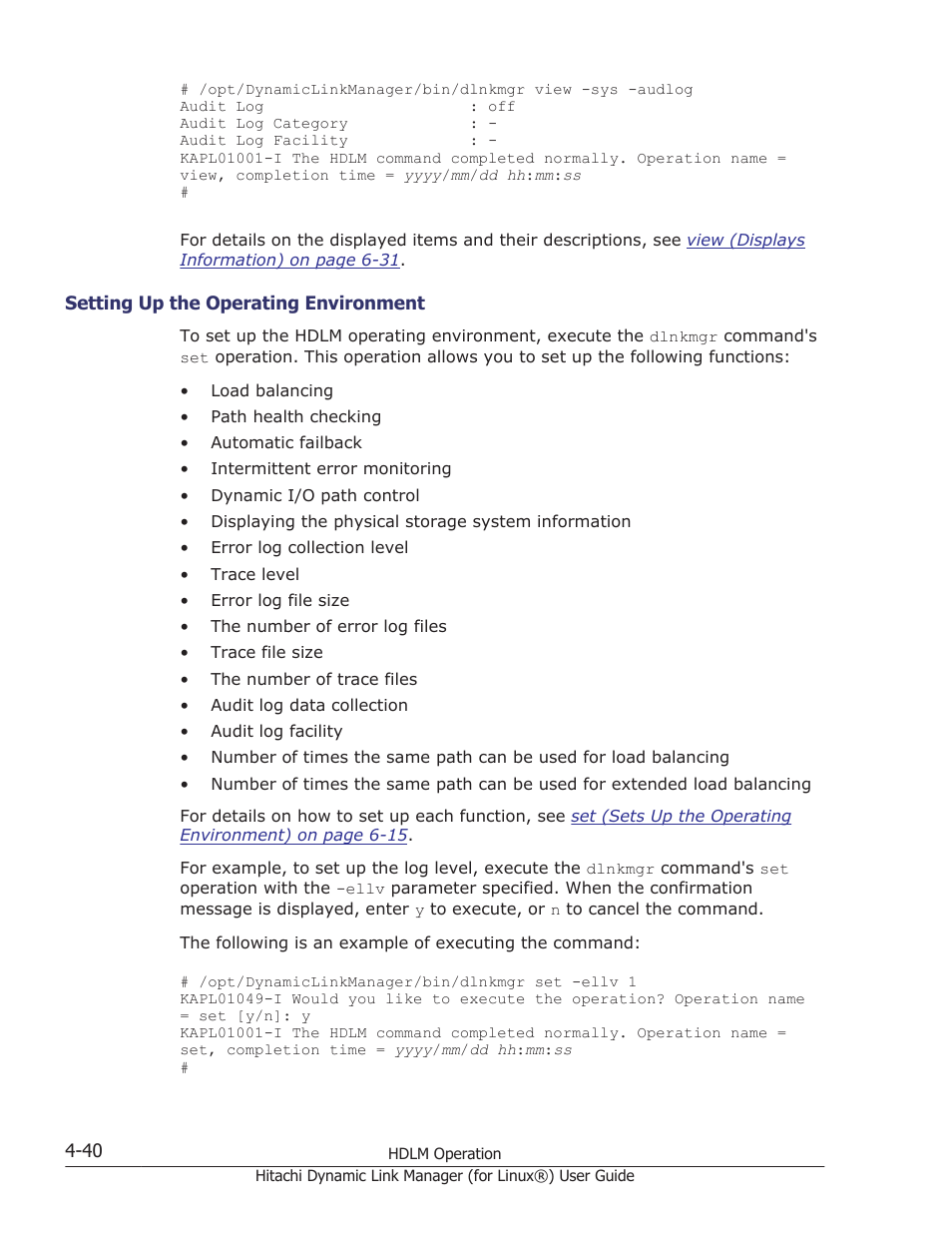 Setting up the operating environment -40 | HP Hitachi Dynamic Link Manager Software Licenses User Manual | Page 344 / 716