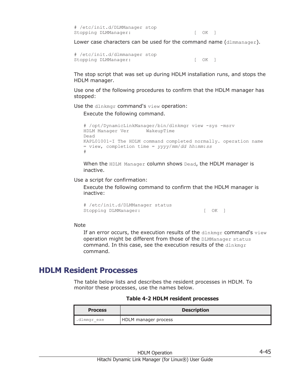 Hdlm resident processes, Hdlm resident processes -45 | HP Hitachi Dynamic Link Manager Software Licenses User Manual | Page 349 / 716