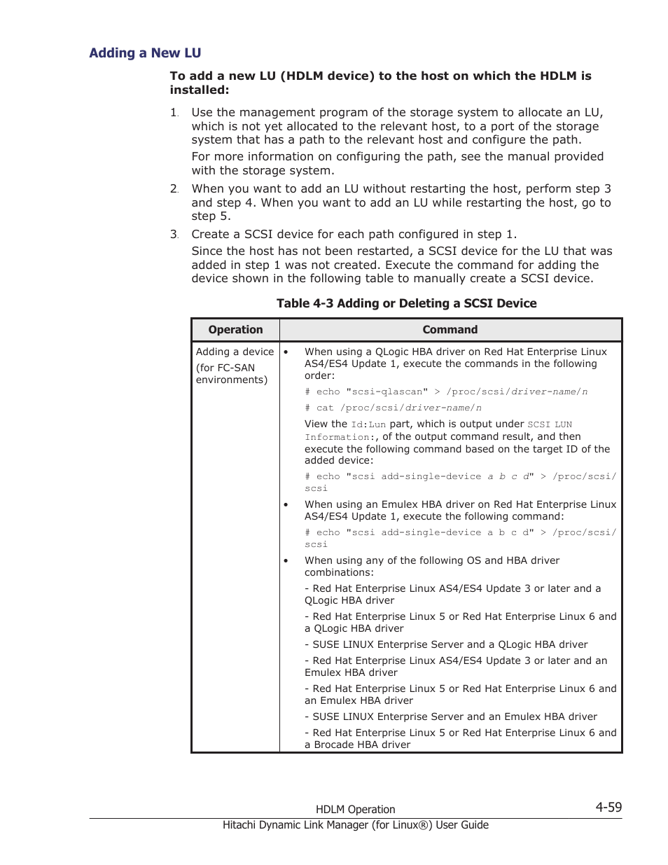 Adding a new lu -59 | HP Hitachi Dynamic Link Manager Software Licenses User Manual | Page 363 / 716