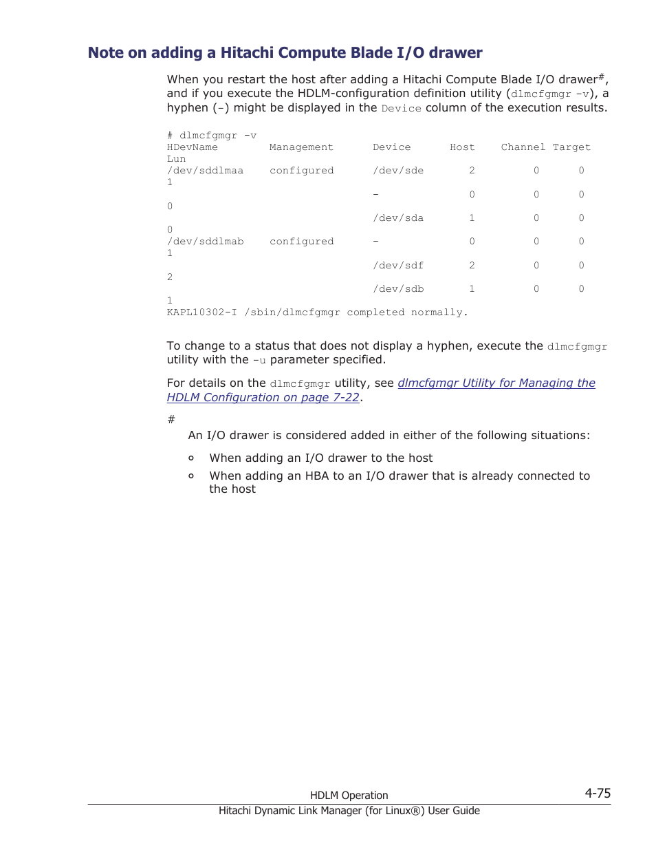 Note on adding a hitachi compute blade i/o drawer | HP Hitachi Dynamic Link Manager Software Licenses User Manual | Page 379 / 716