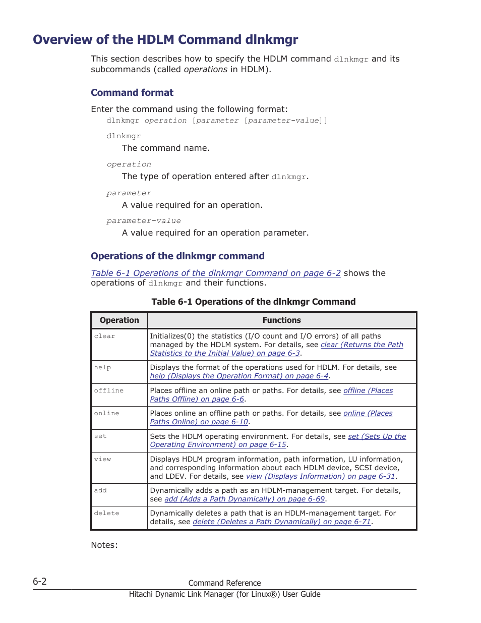 Overview of the hdlm command dlnkmgr, Overview of the hdlm command dlnkmgr -2 | HP Hitachi Dynamic Link Manager Software Licenses User Manual | Page 390 / 716