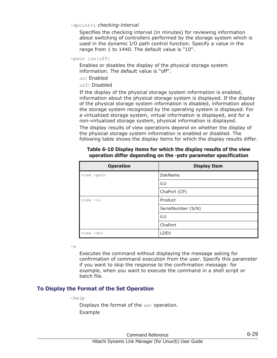 To display the format of the set operation -29 | HP Hitachi Dynamic Link Manager Software Licenses User Manual | Page 417 / 716