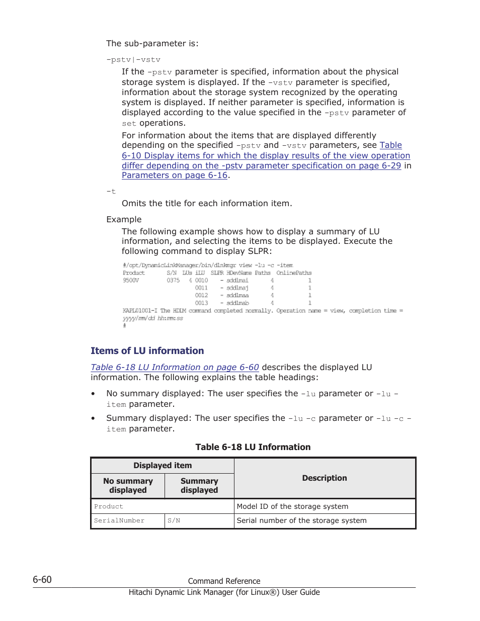 Table 6-18 lu | HP Hitachi Dynamic Link Manager Software Licenses User Manual | Page 448 / 716