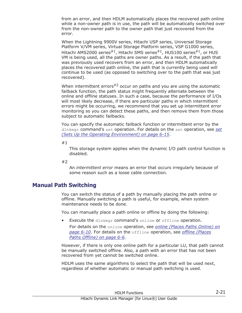 Manual path switching, Manual path switching -21 | HP Hitachi Dynamic Link Manager Software Licenses User Manual | Page 45 / 716