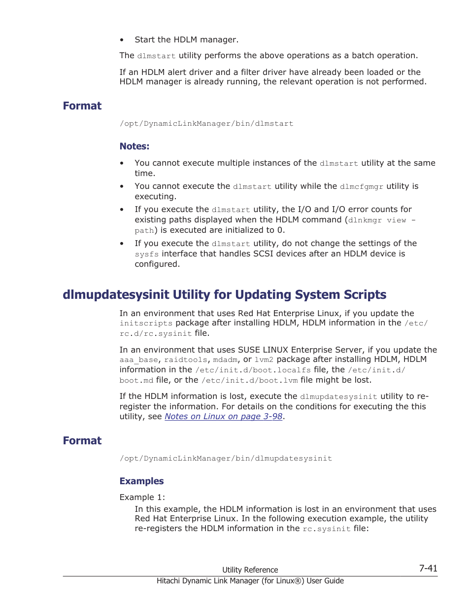 Format, Format -41, Package. for details, see | Dlmupdatesysinit | HP Hitachi Dynamic Link Manager Software Licenses User Manual | Page 501 / 716