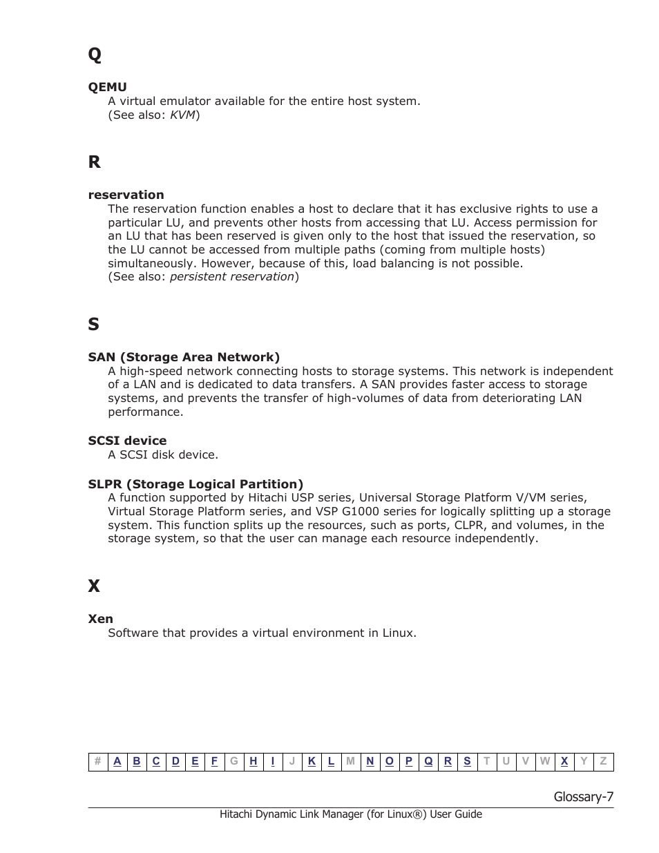 Q r s | HP Hitachi Dynamic Link Manager Software Licenses User Manual | Page 705 / 716