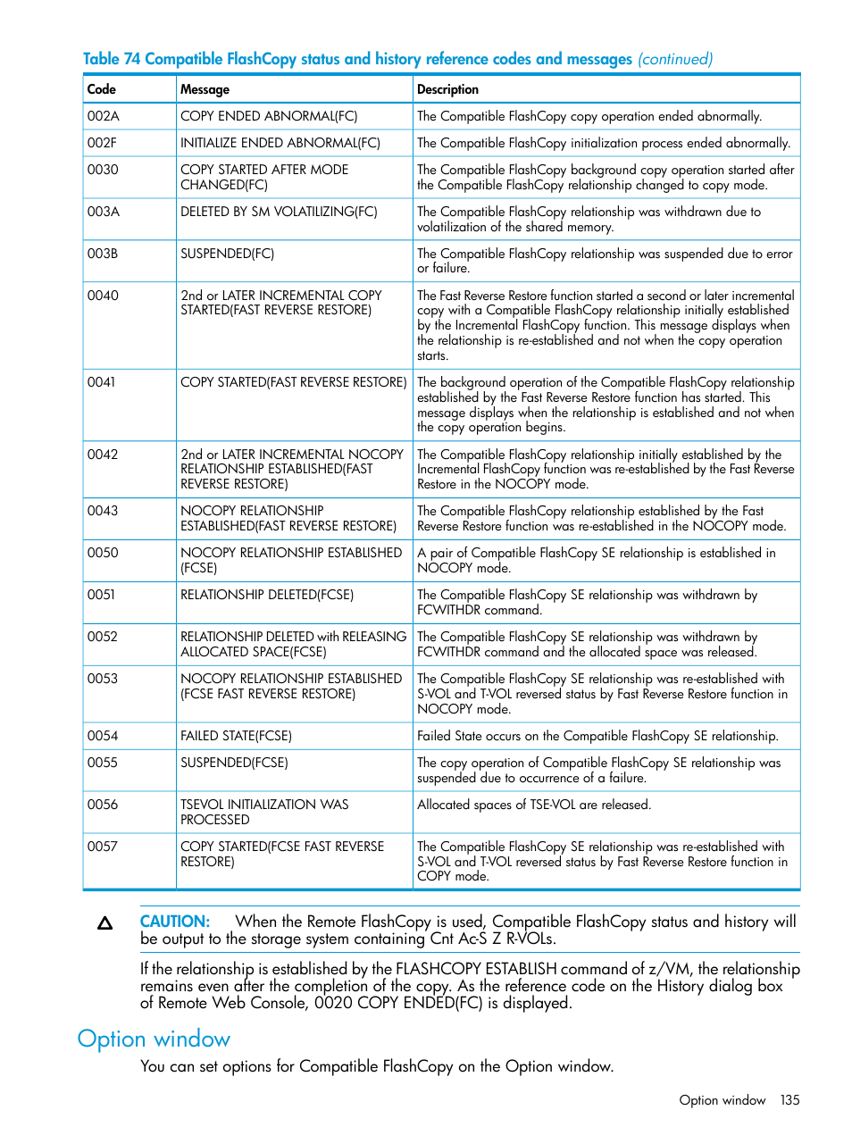 Option window | HP XP P9500 Storage User Manual | Page 135 / 146