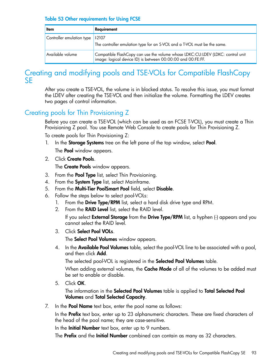 Creating pools for thin provisioning z | HP XP P9500 Storage User Manual | Page 93 / 146