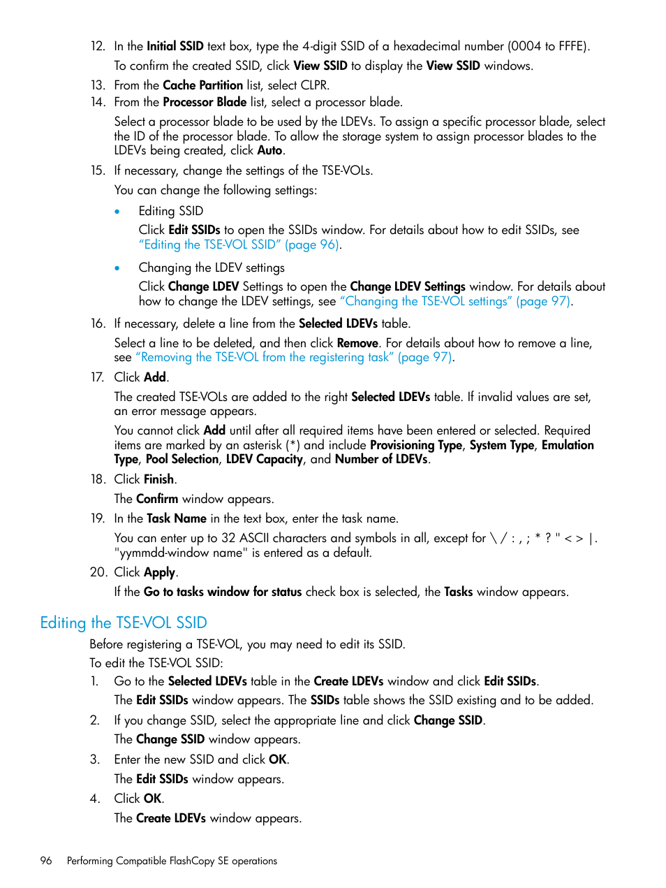 Editing the tse-vol ssid | HP XP P9500 Storage User Manual | Page 96 / 146