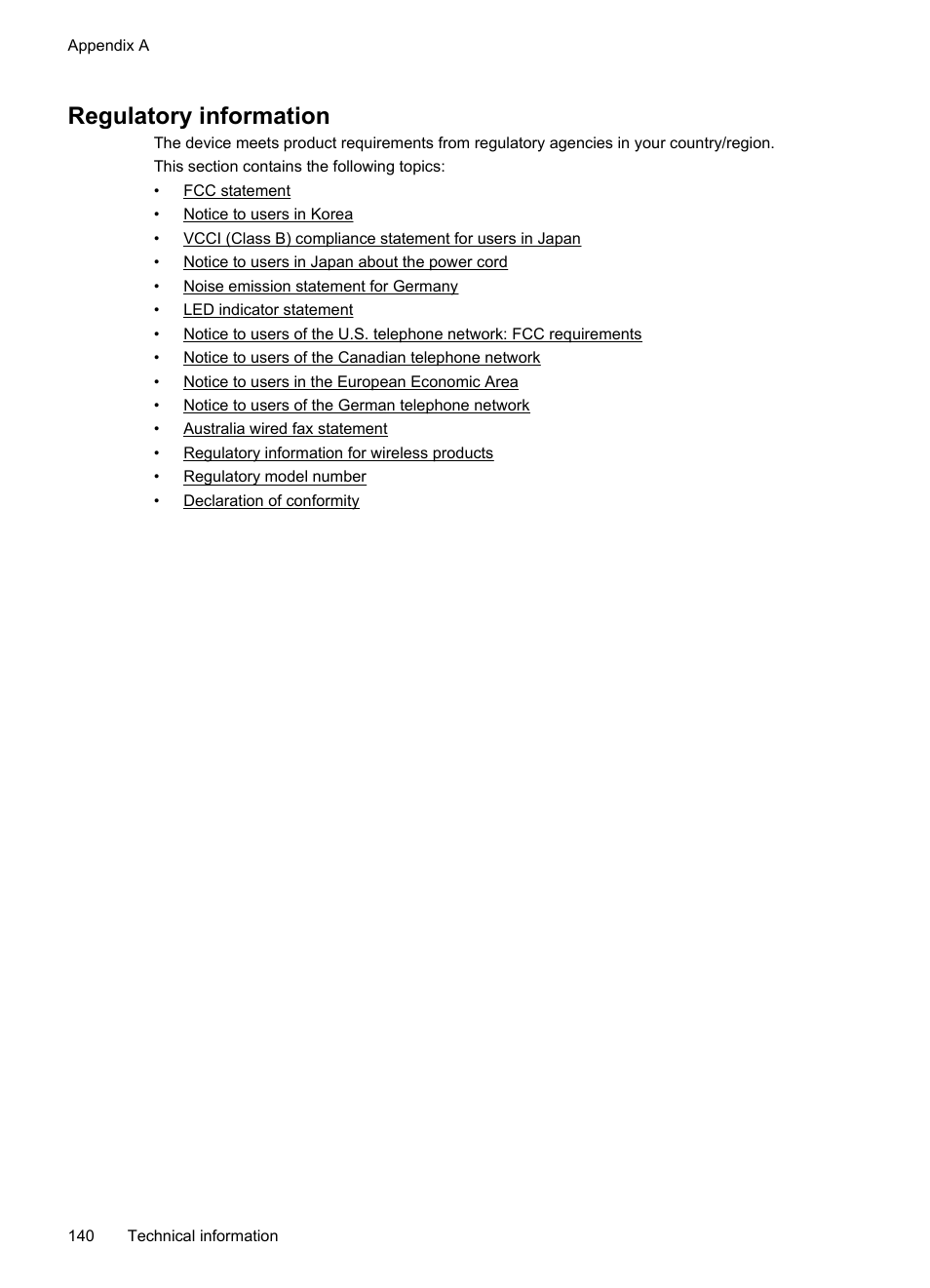 Regulatory information, Regulatory model number declaration of conformity | HP OFFICEJET 4500 User Manual | Page 144 / 228