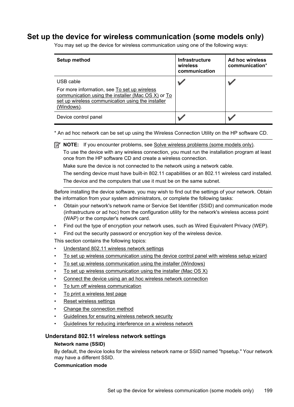 Understand 802.11 wireless network settings | HP OFFICEJET 4500 User Manual | Page 203 / 228