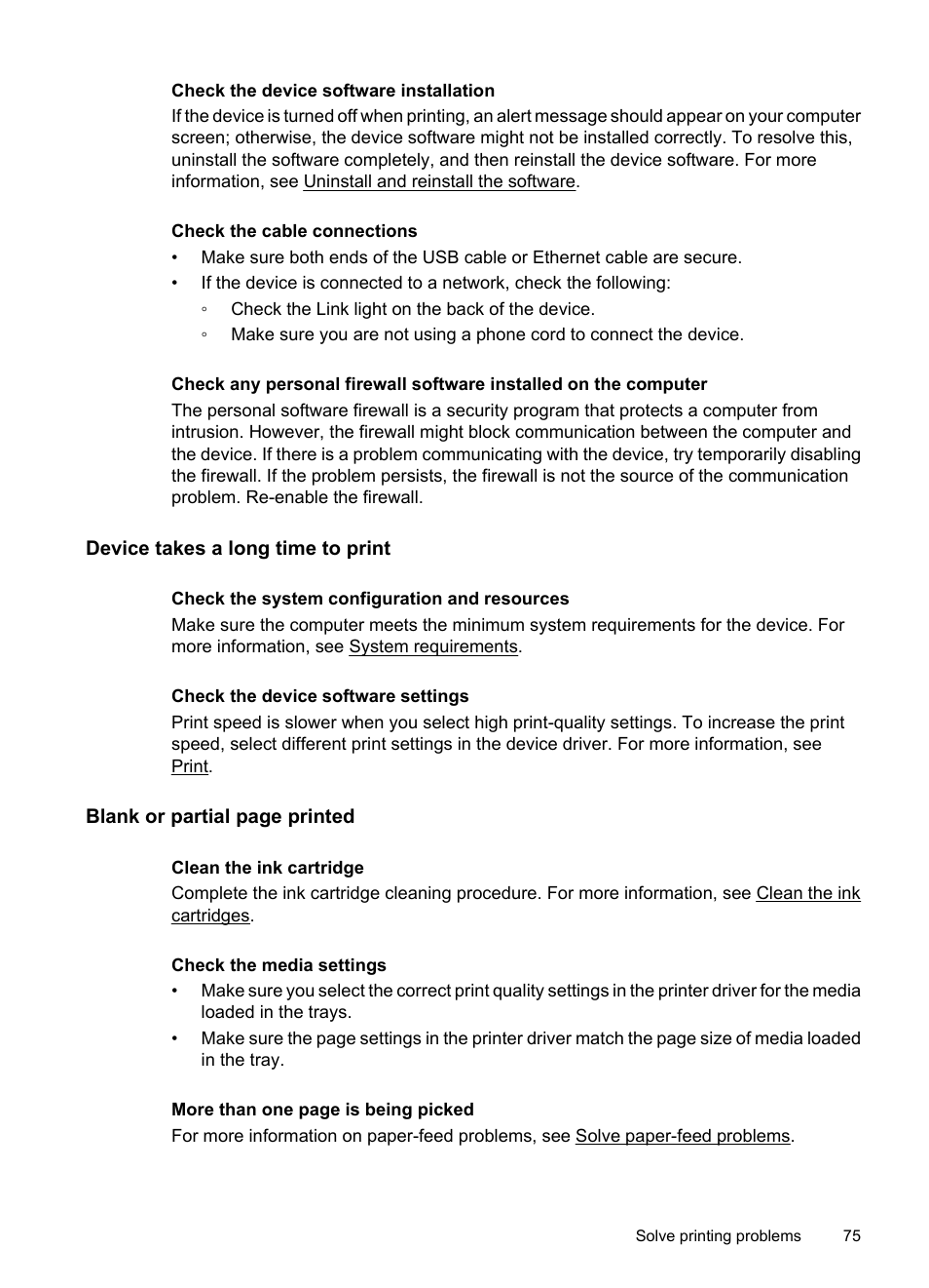 Device takes a long time to print | HP OFFICEJET 4500 User Manual | Page 79 / 228