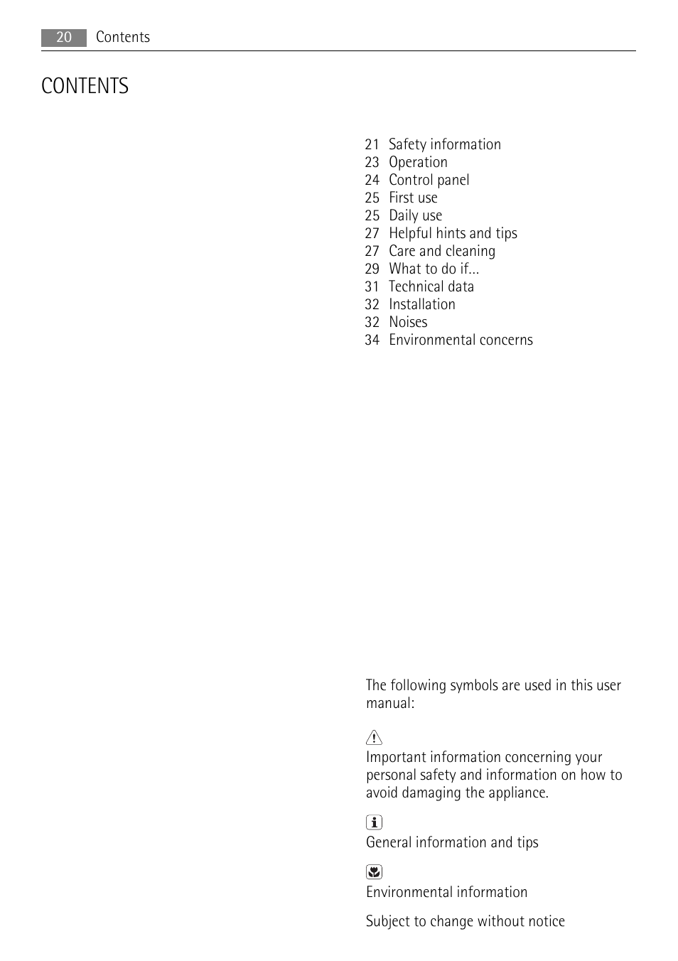 AEG A61900HLW0 User Manual | Page 20 / 72