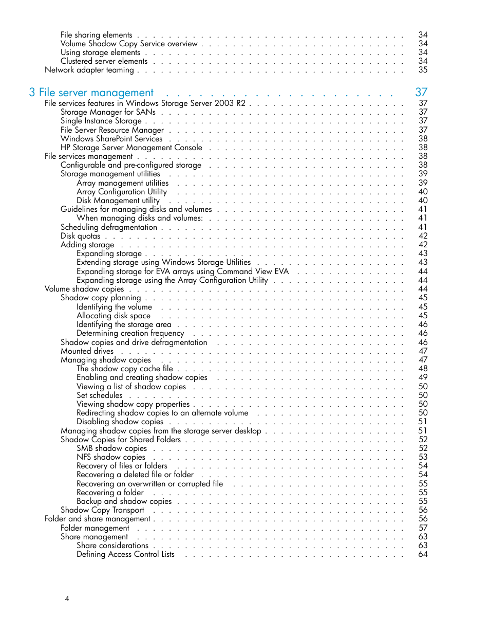 3 file server management | HP ProLiant DL585 G2 Storage-Server User Manual | Page 4 / 150