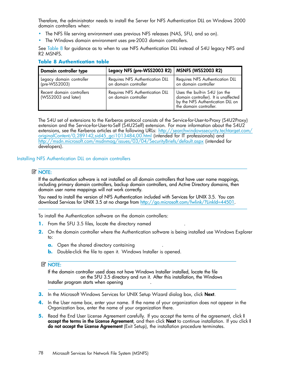 Authentication table | HP ProLiant DL585 G2 Storage-Server User Manual | Page 78 / 150