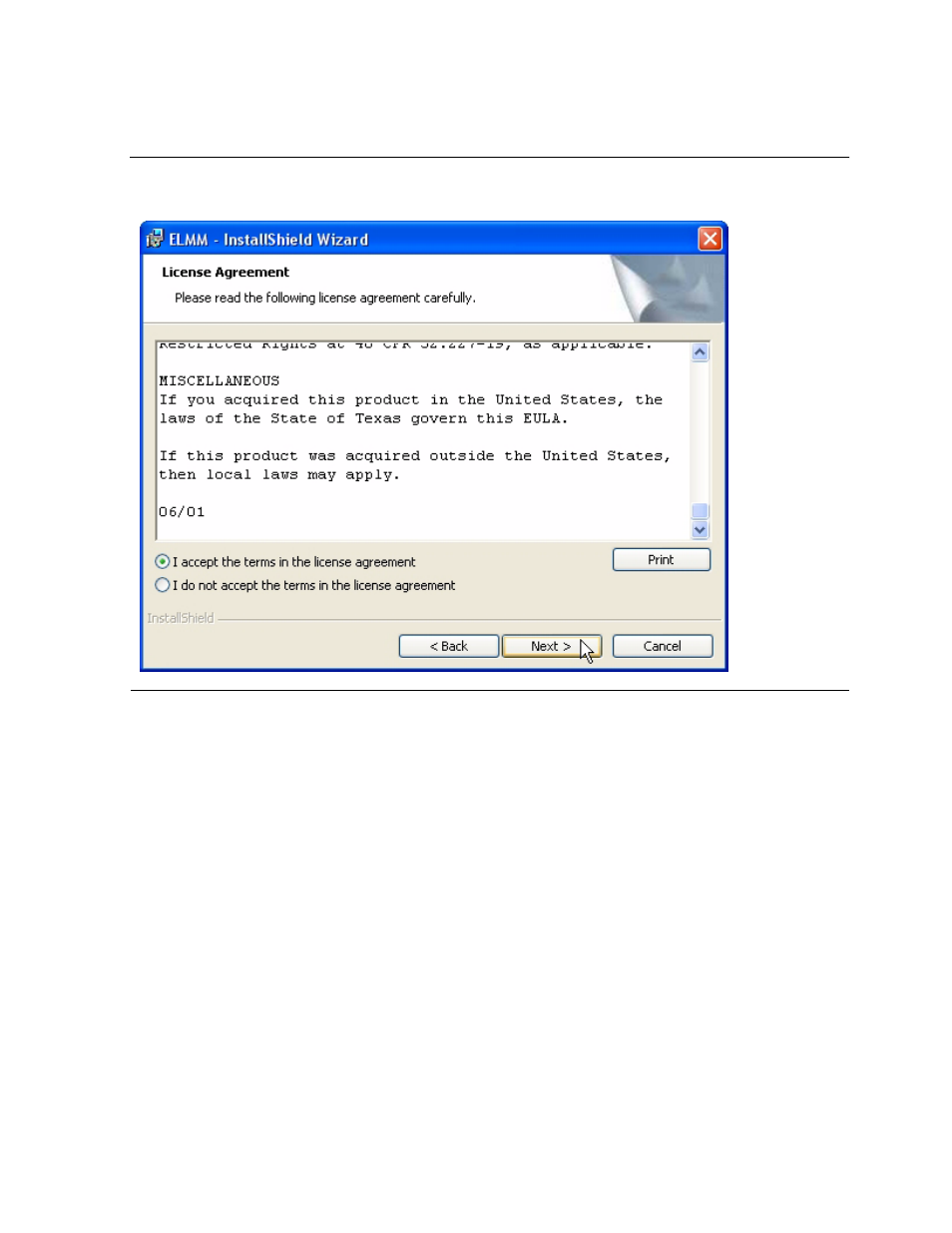 Figure 2-6, Accepting license agreement | HP Integrity NonStop J-Series User Manual | Page 15 / 96