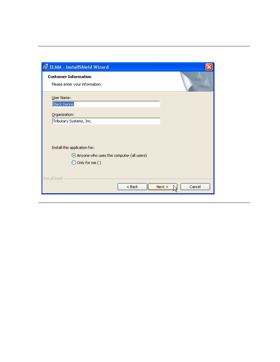 Figure 2-7, Installshield wizard customer information | HP Integrity NonStop J-Series User Manual | Page 16 / 96