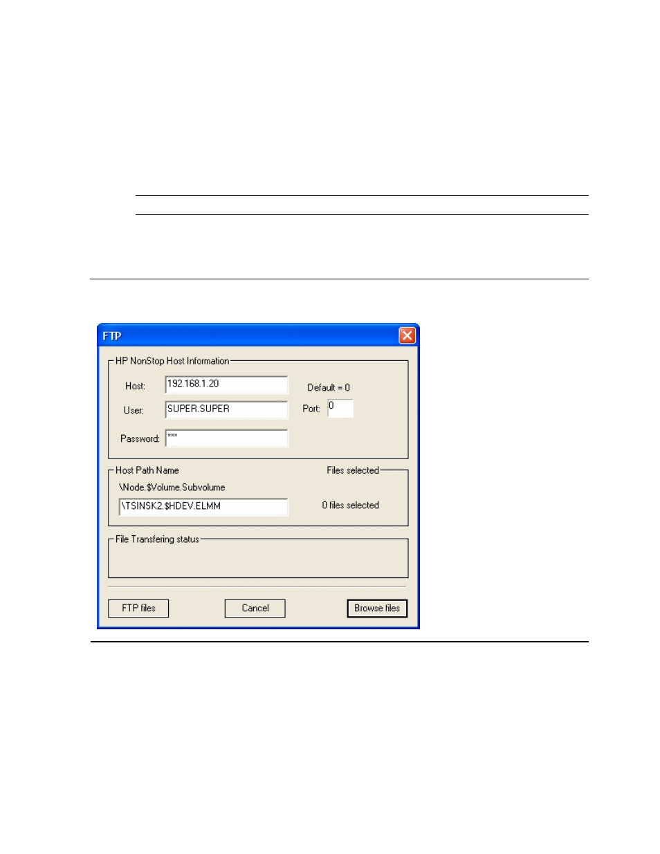 Figure 2-13, Ftp dialog box | HP Integrity NonStop J-Series User Manual | Page 22 / 96