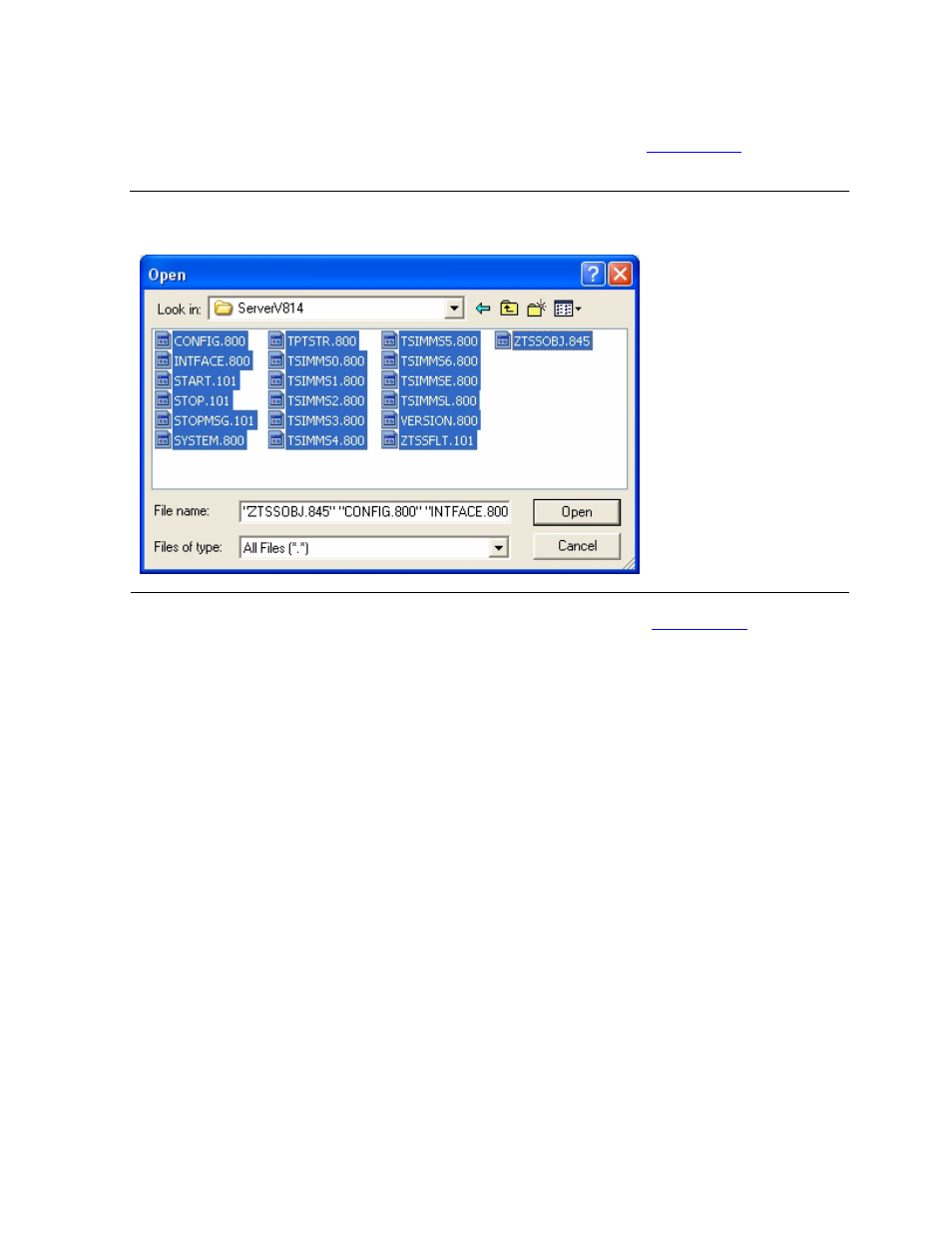 Figure 2-14, Open dialog box with server files | HP Integrity NonStop J-Series User Manual | Page 23 / 96