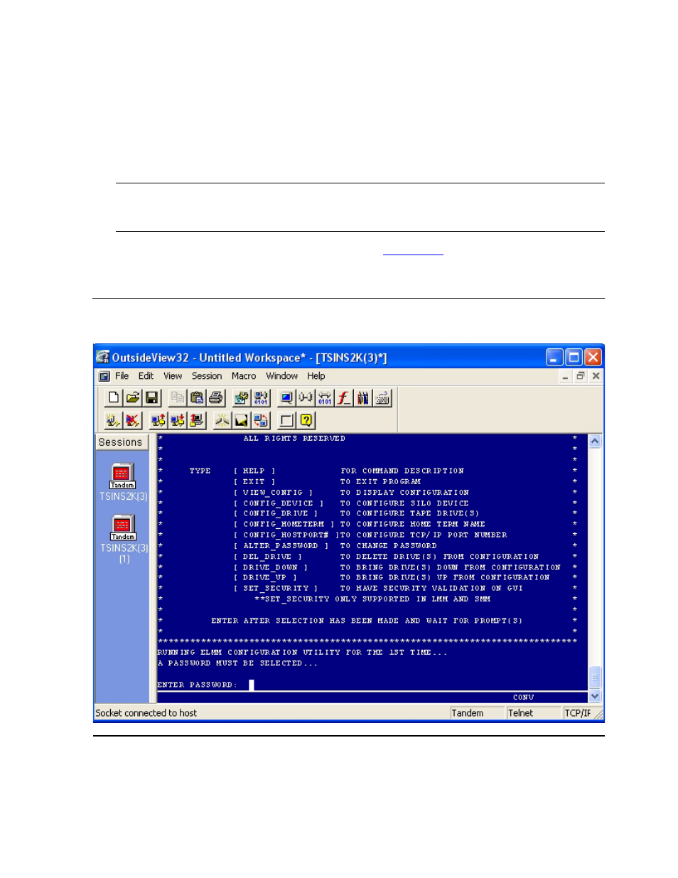 Configuring the elmm server on the nonstop system, Figure 3-1, Configuration main menu | HP Integrity NonStop J-Series User Manual | Page 26 / 96