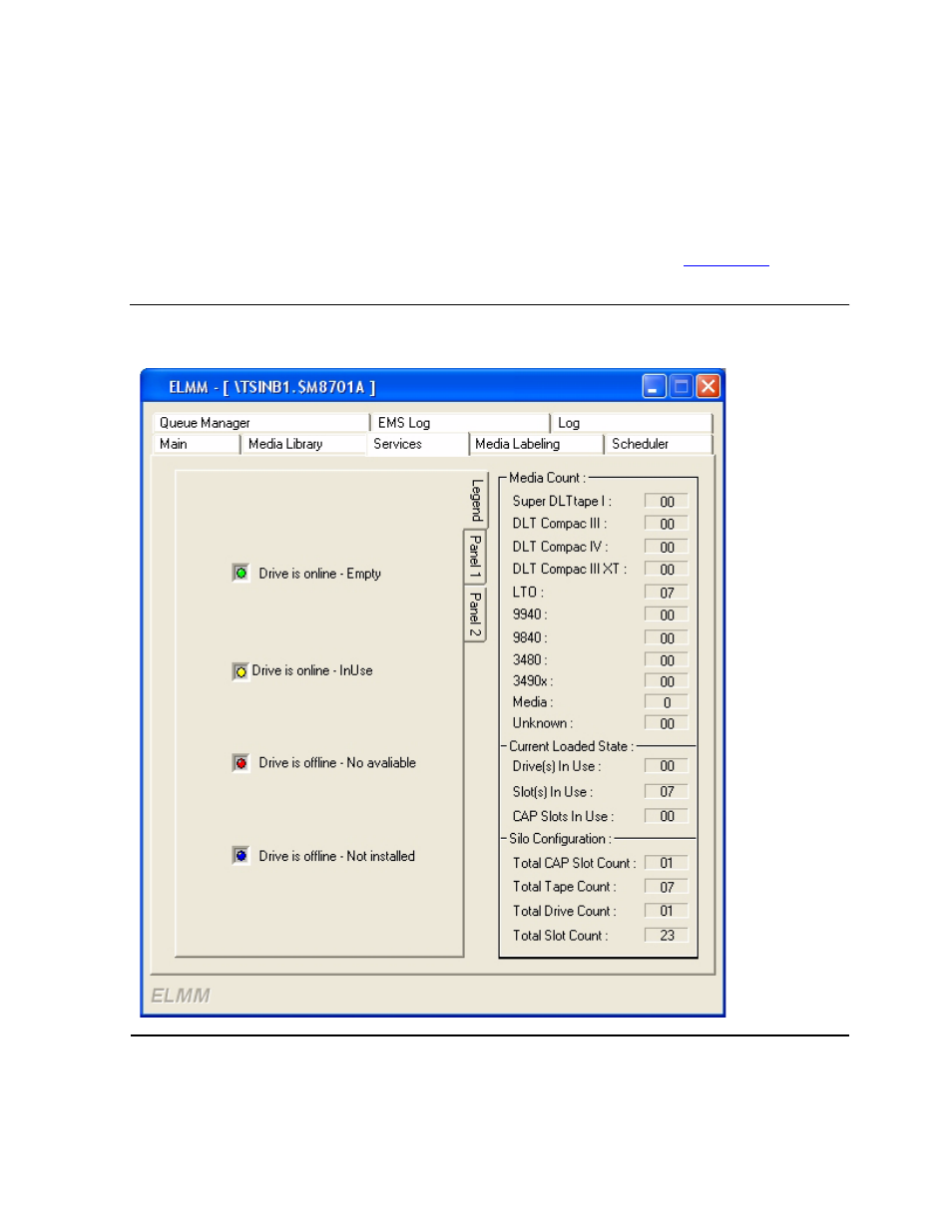 Services tab, Legend tab, Figure 5-7 | Services tab - legend | HP Integrity NonStop J-Series User Manual | Page 58 / 96