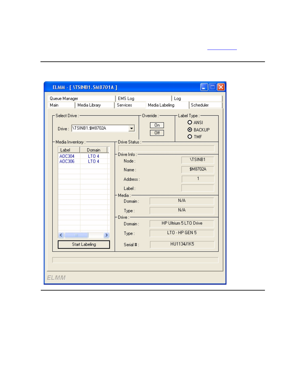 Media labeling tab, Figure 5-10 | HP Integrity NonStop J-Series User Manual | Page 63 / 96