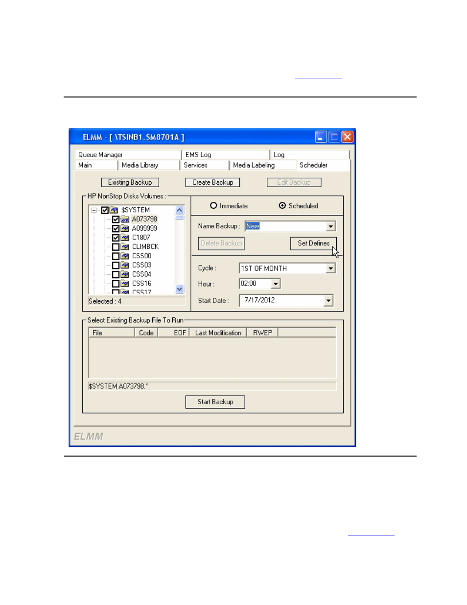 Create a scheduled backup, Figure 5-20, Create scheduled backup | HP Integrity NonStop J-Series User Manual | Page 75 / 96