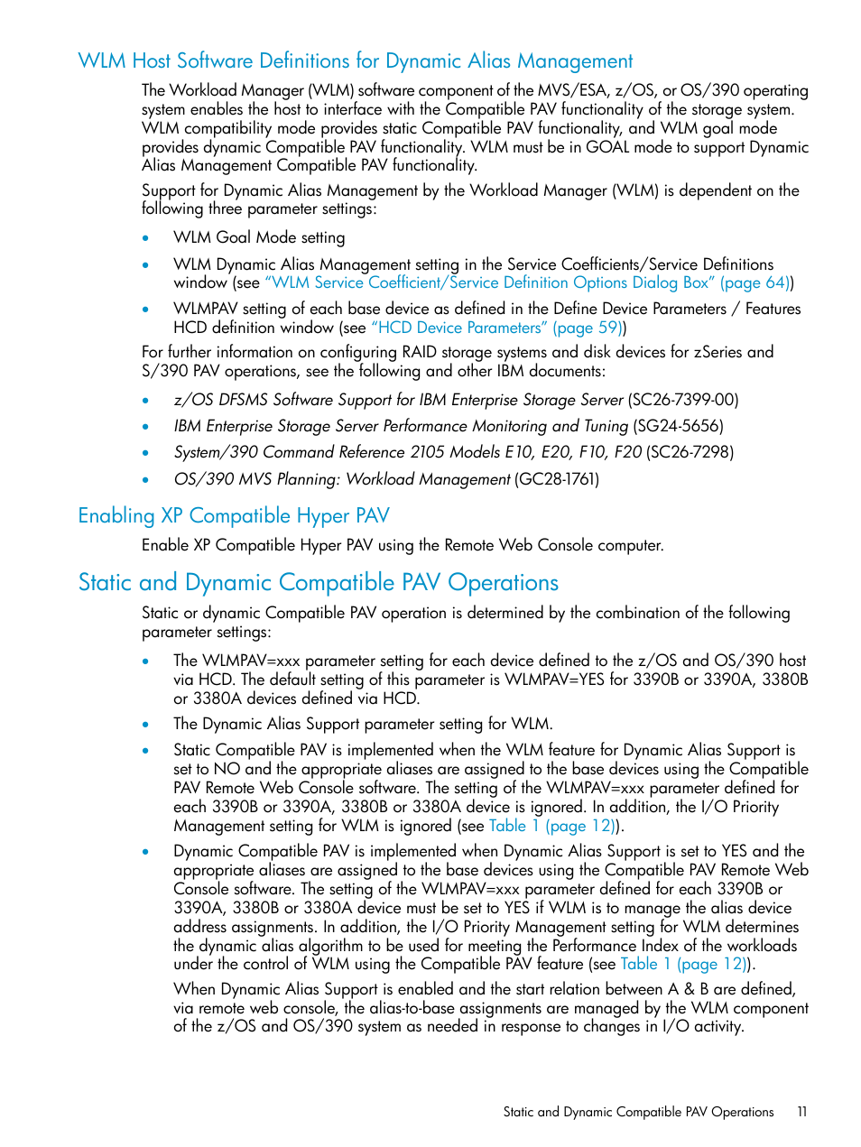Enabling xp compatible hyper pav, Static and dynamic compatible pav operations, Wlm host software | HP StorageWorks XP Remote Web Console Software User Manual | Page 11 / 75
