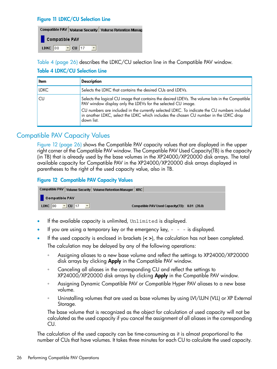 Compatible pav capacity values | HP StorageWorks XP Remote Web Console Software User Manual | Page 26 / 75