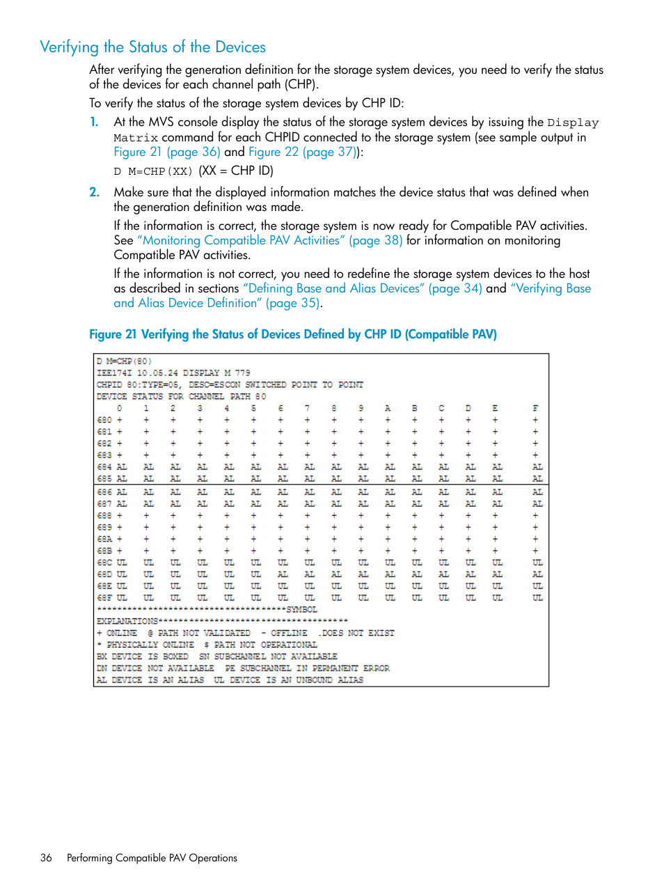 Verifying the status of the devices | HP StorageWorks XP Remote Web Console Software User Manual | Page 36 / 75