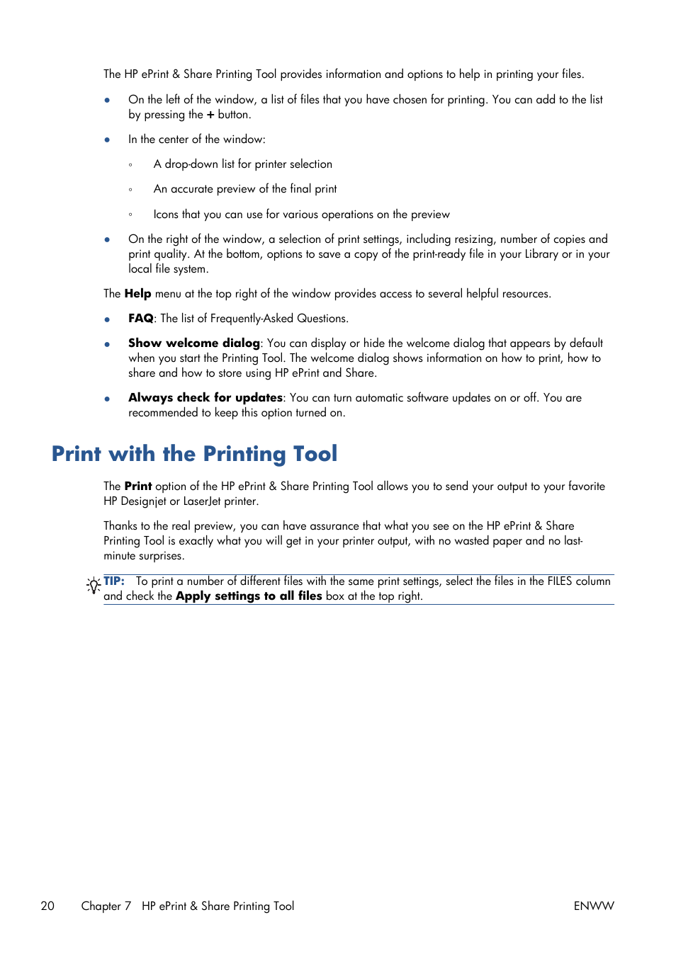 Print with the printing tool | HP Designjet T1300 ePrinter User Manual | Page 24 / 54