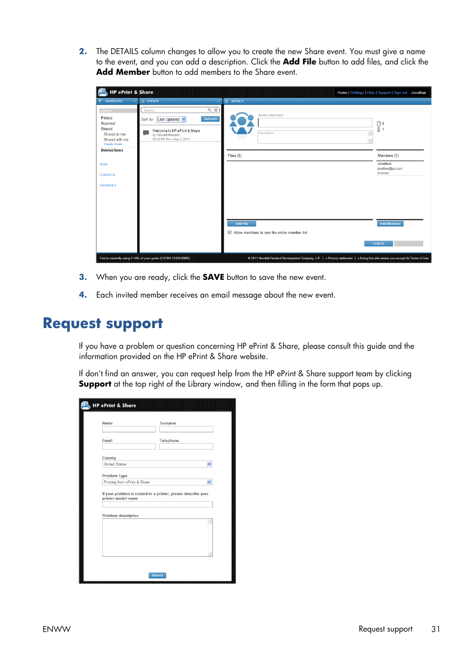 Request support | HP Designjet T1300 ePrinter User Manual | Page 35 / 54