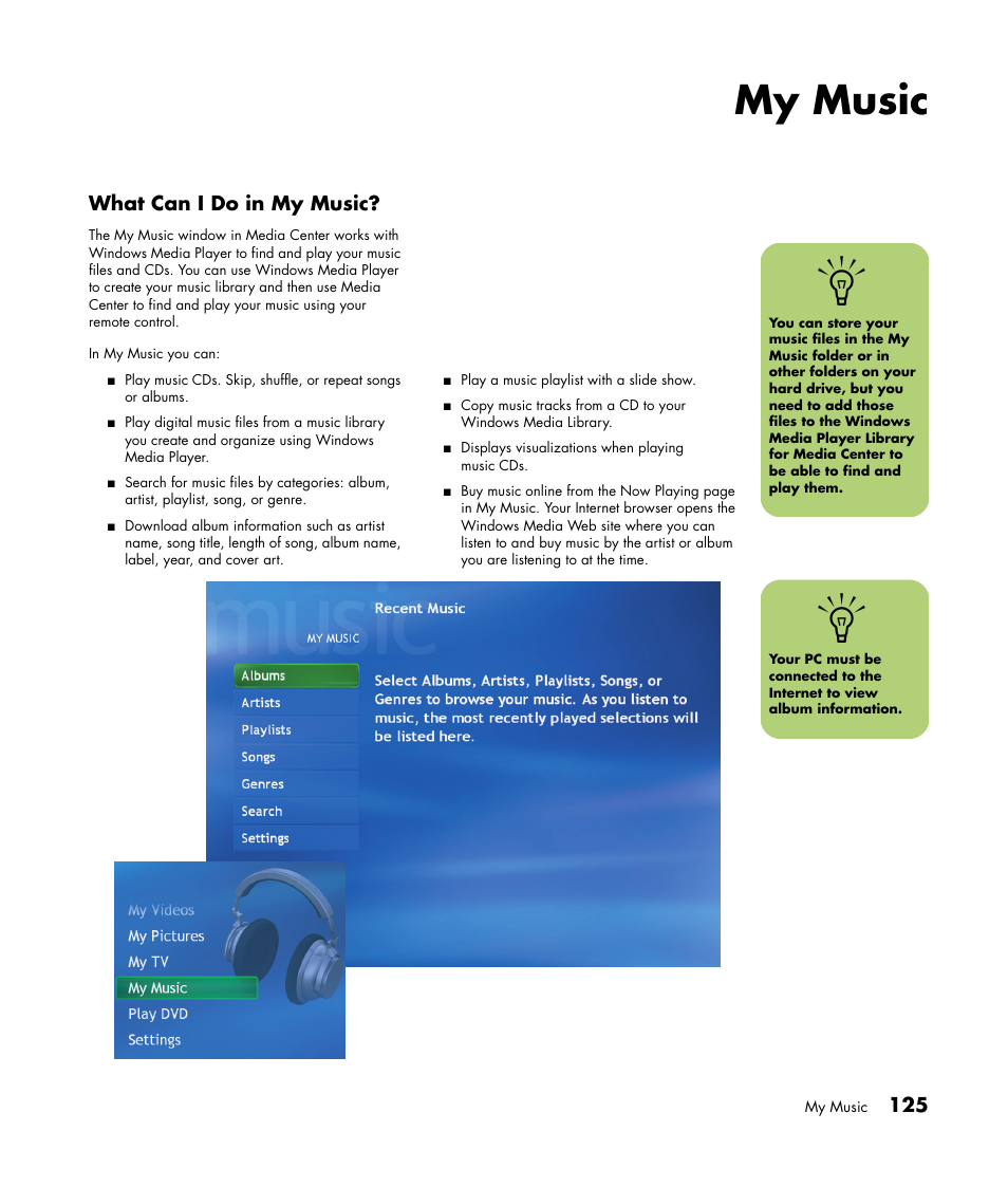 My music | HP Media Center m477.uk Desktop PC User Manual | Page 131 / 232