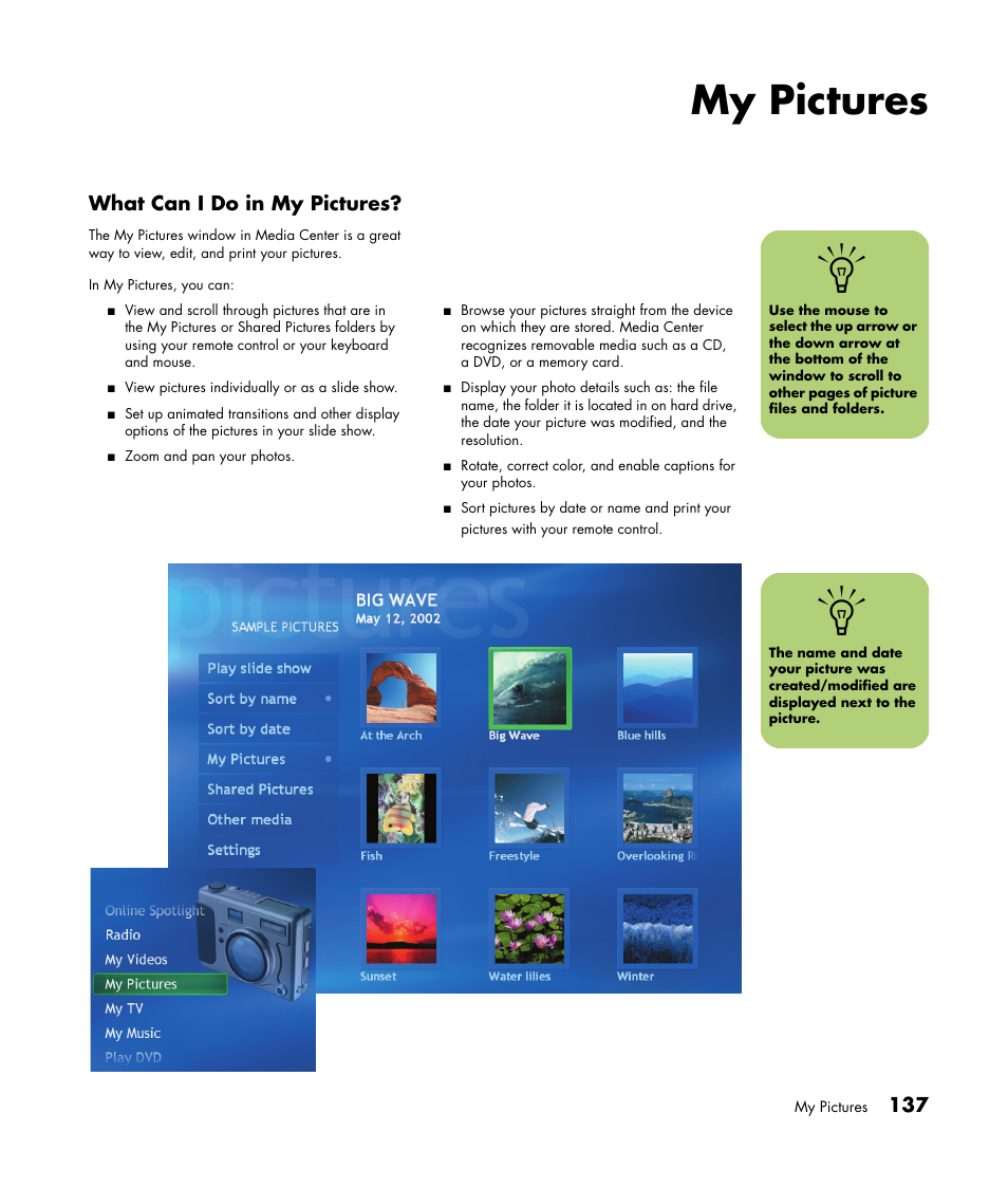 My pictures | HP Media Center m477.uk Desktop PC User Manual | Page 143 / 232