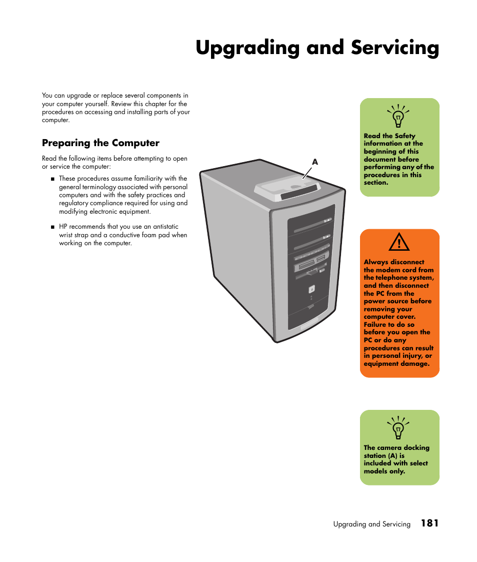 Upgrading and servicing | HP Media Center m477.uk Desktop PC User Manual | Page 187 / 232