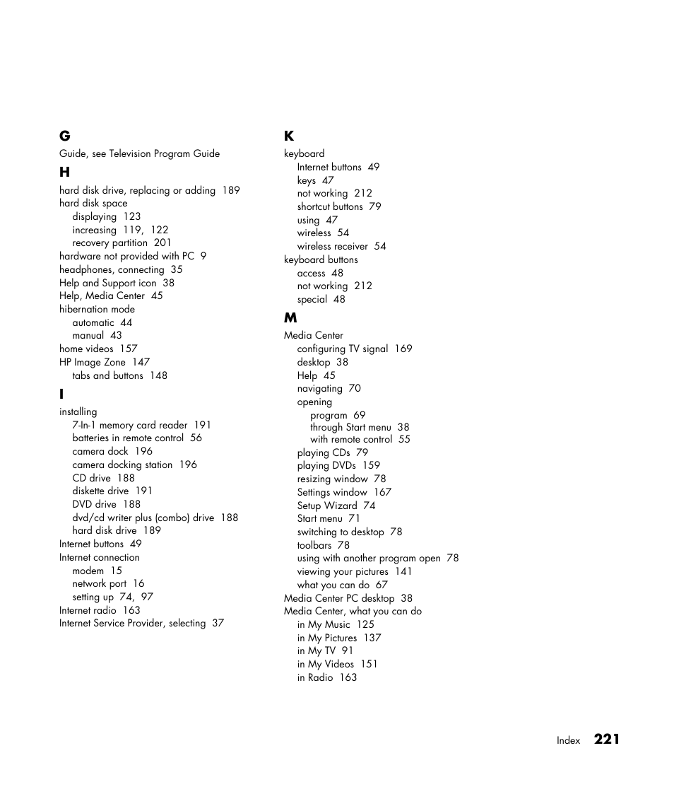 HP Media Center m477.uk Desktop PC User Manual | Page 227 / 232