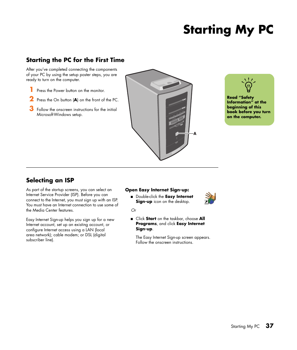 Starting my pc | HP Media Center m477.uk Desktop PC User Manual | Page 43 / 232