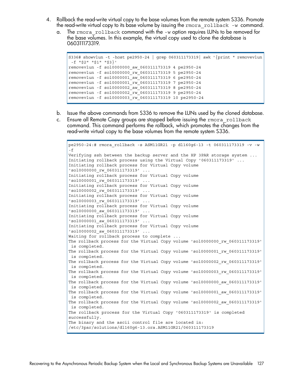 HP 3PAR Application Software Suite for Oracle User Manual | Page 127 / 194
