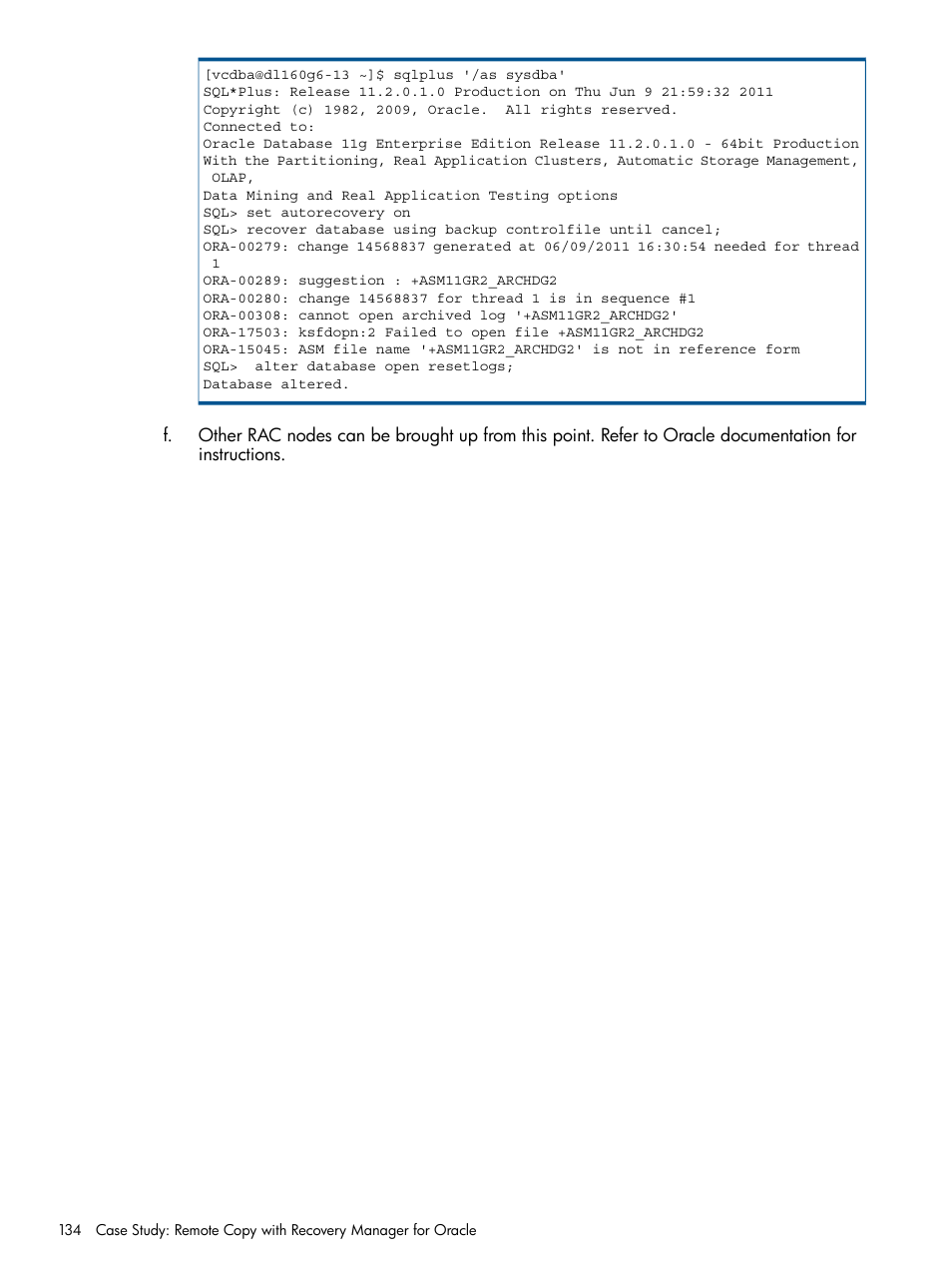 HP 3PAR Application Software Suite for Oracle User Manual | Page 134 / 194