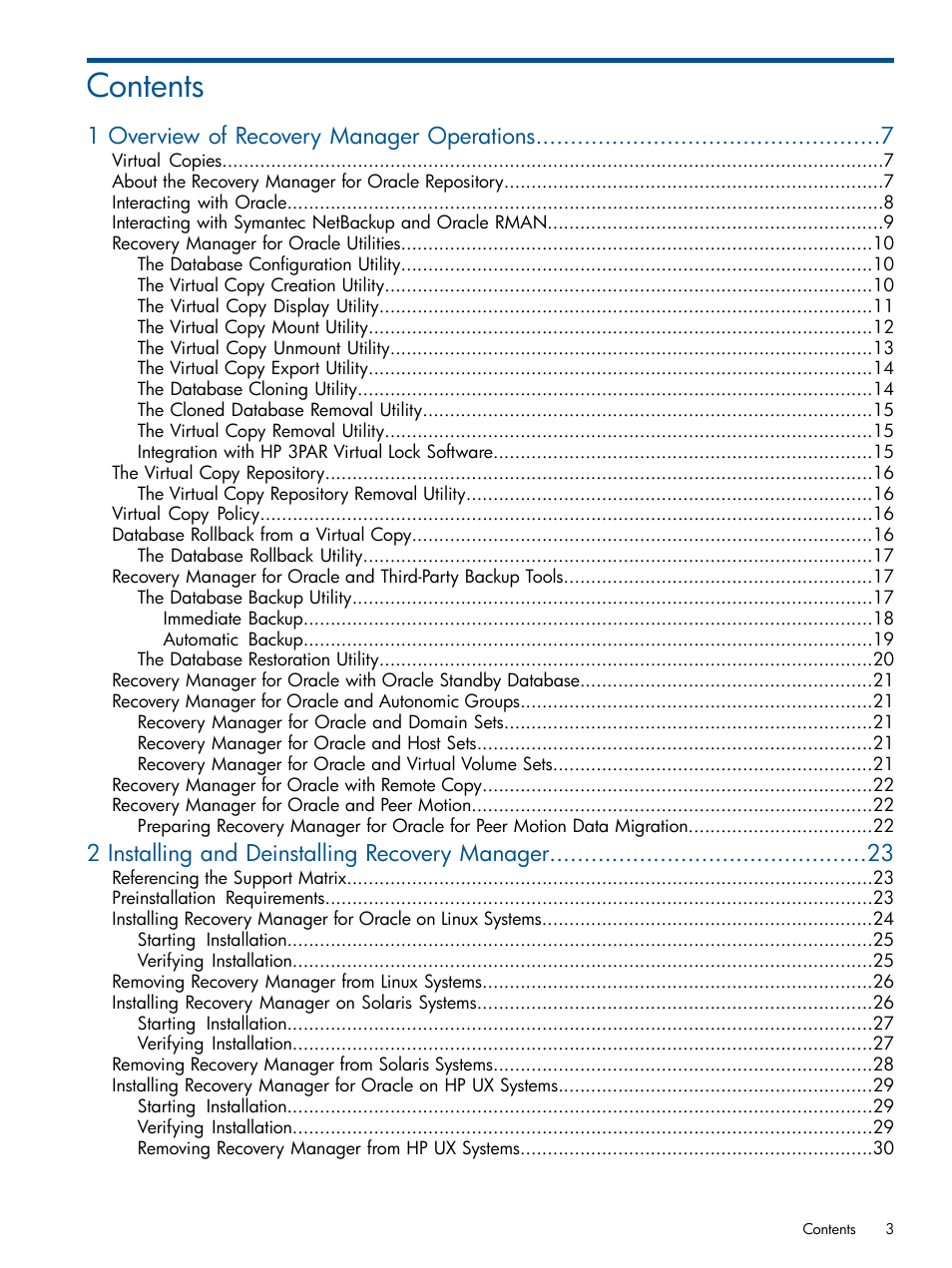 HP 3PAR Application Software Suite for Oracle User Manual | Page 3 / 194