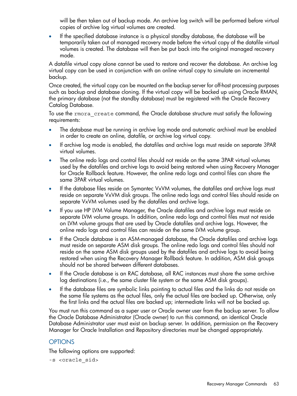 HP 3PAR Application Software Suite for Oracle User Manual | Page 63 / 194