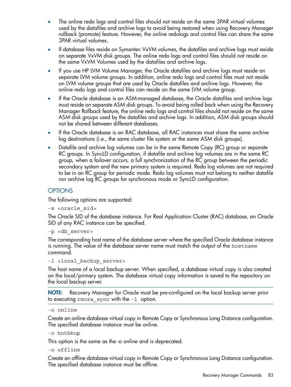 HP 3PAR Application Software Suite for Oracle User Manual | Page 83 / 194