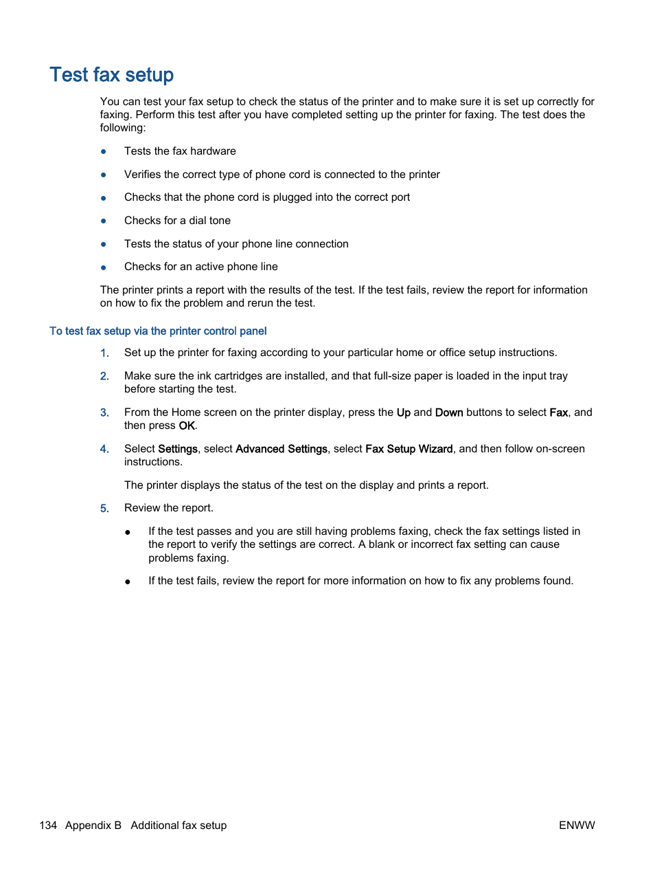 Test fax setup | HP Officejet 2621 All-in-One Printer User Manual | Page 138 / 140