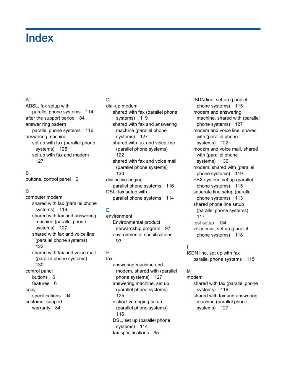 Index | HP Officejet 2621 All-in-One Printer User Manual | Page 139 / 140