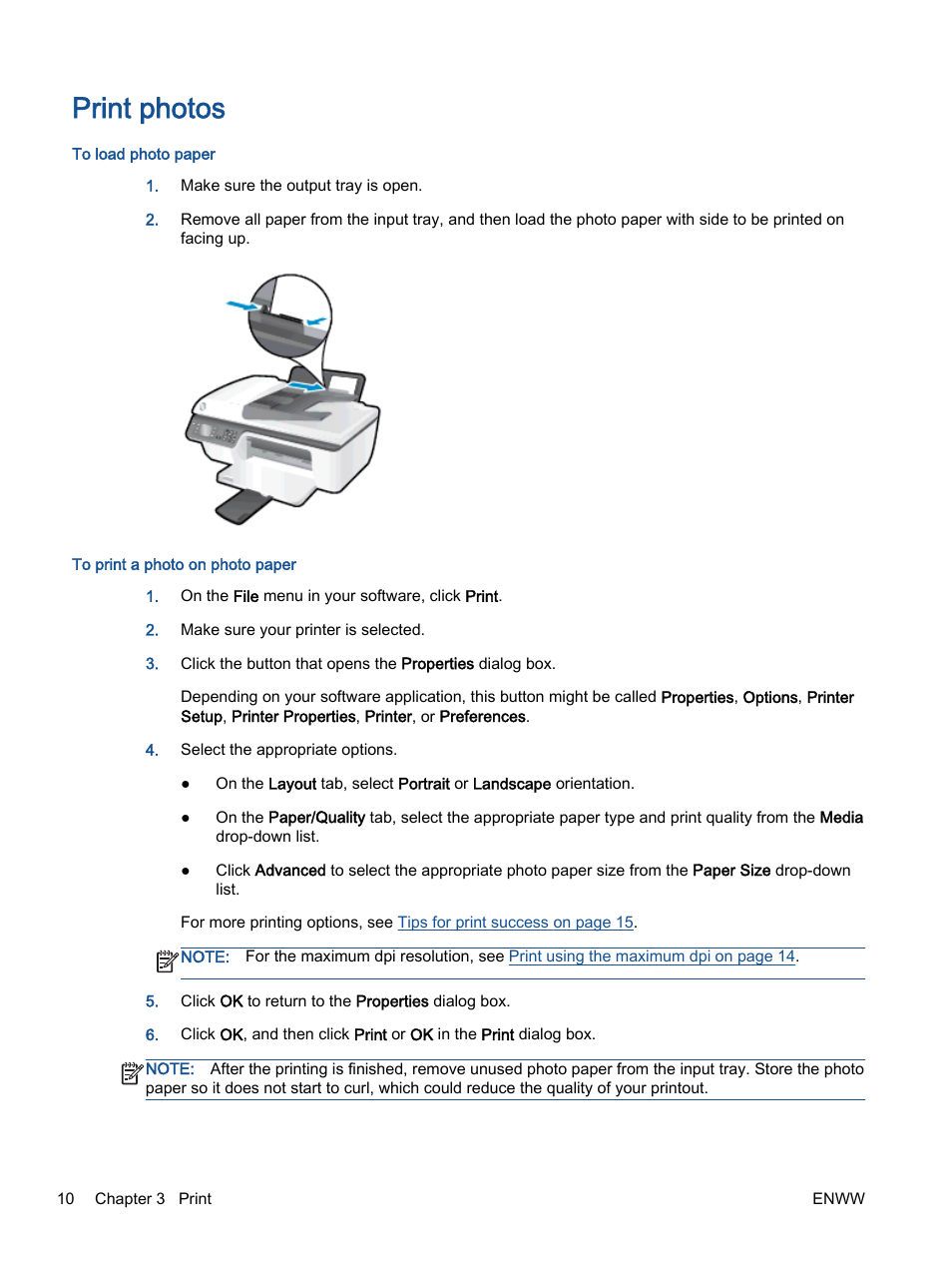 Print photos | HP Officejet 2621 All-in-One Printer User Manual | Page 14 / 140