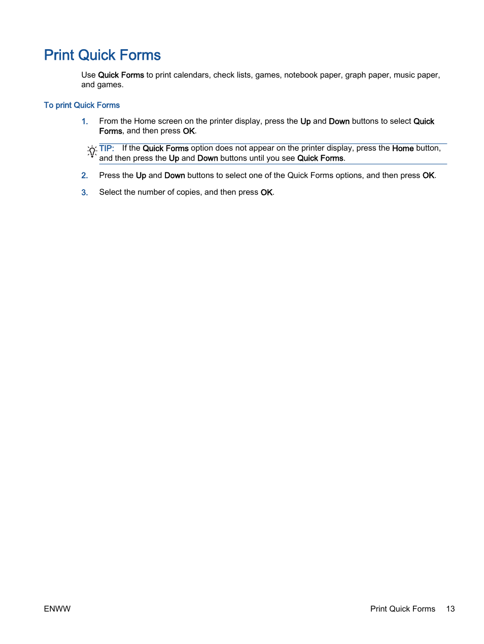 Print quick forms | HP Officejet 2621 All-in-One Printer User Manual | Page 17 / 140