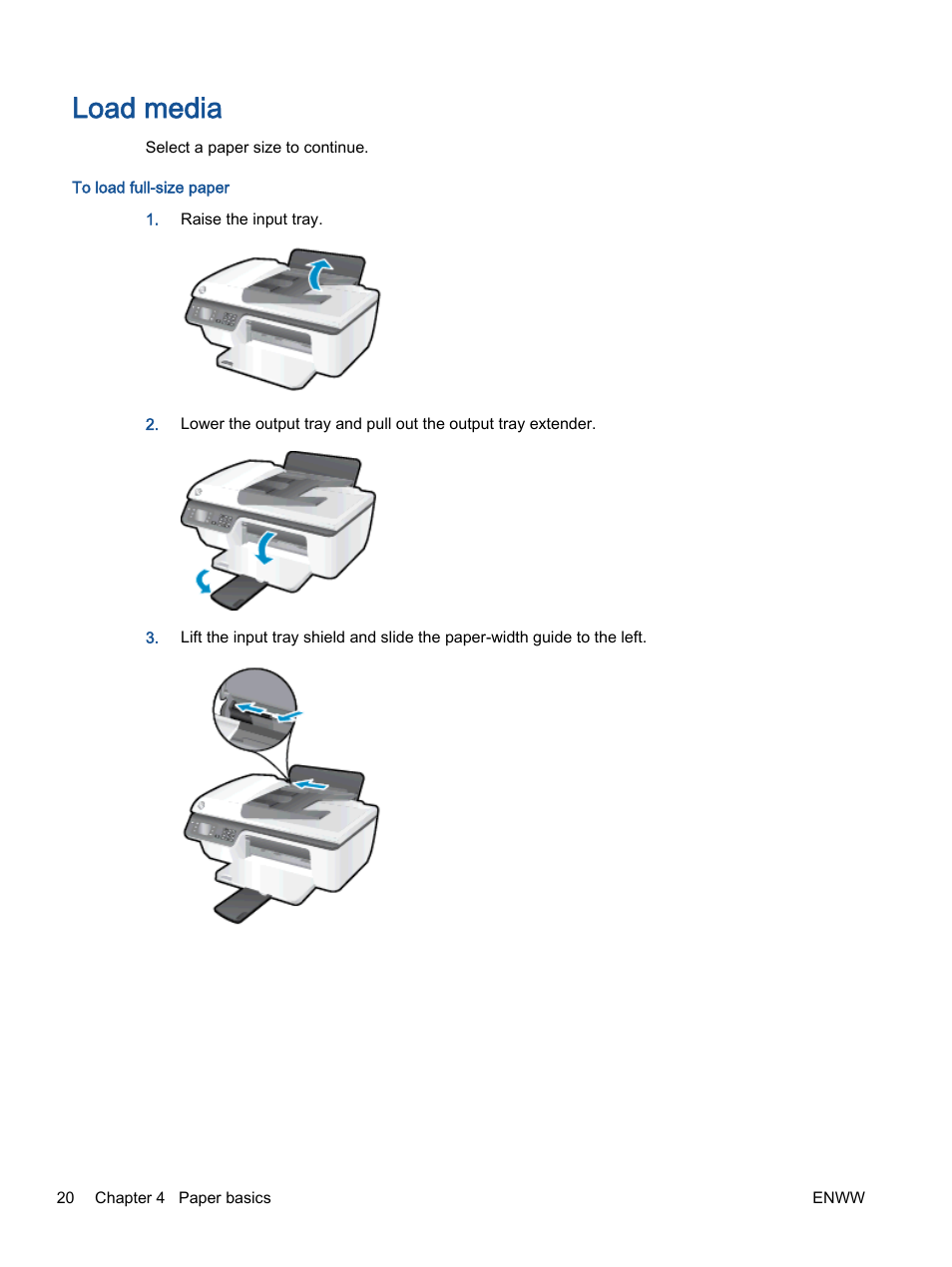 Load media | HP Officejet 2621 All-in-One Printer User Manual | Page 24 / 140